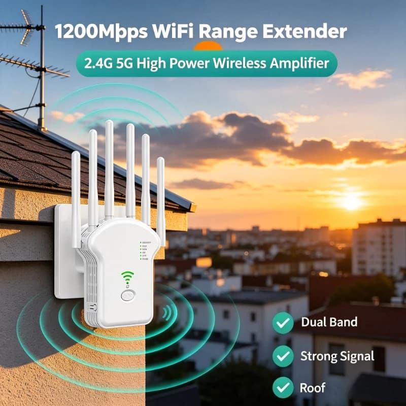 AC1200M Dual Band 5G 2.4G WiFi Range Extender High Power Wireless Signal Amplifier Repeater