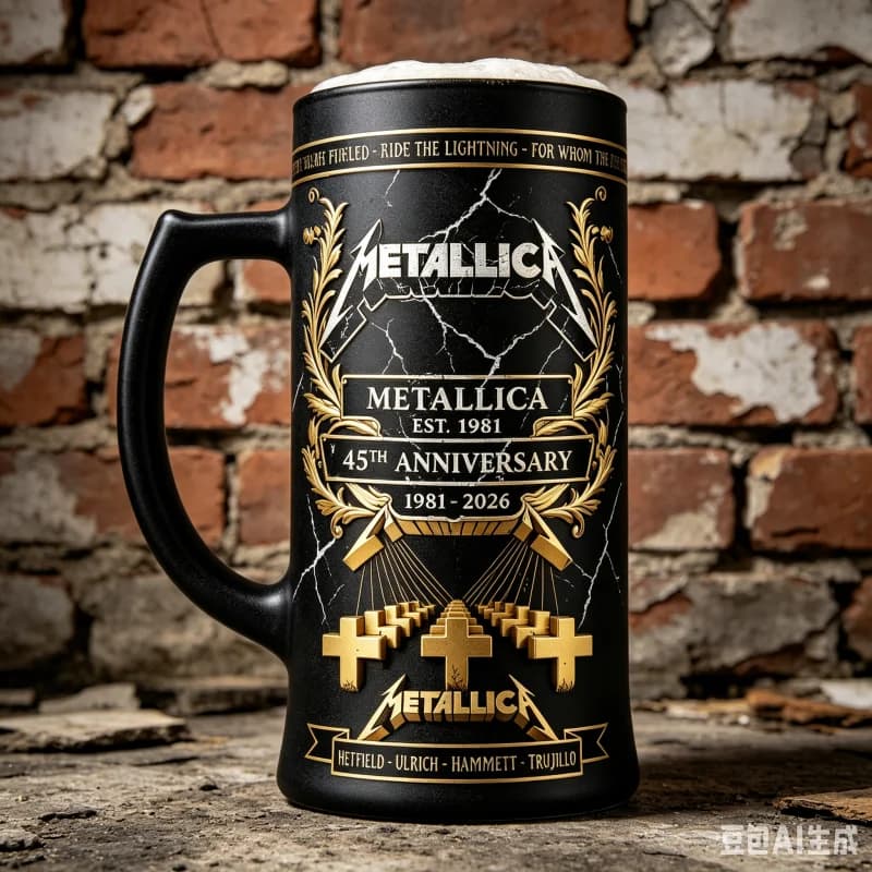 Metallica Est.1981 Beer Stein Mug Rock Band 45th Anniversary Commemorative Glass Cup With Handle Heavy Metal Fans Gift Bar