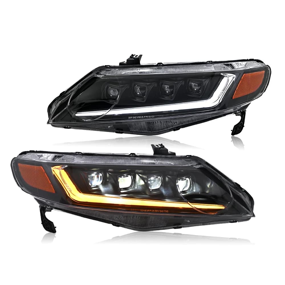 Fari Full LED per Honda Civic 4 Porte 8a Generazione 2006-2011, Gruppo Fari con DRL, Accessori Auto, Fascio di Precisione