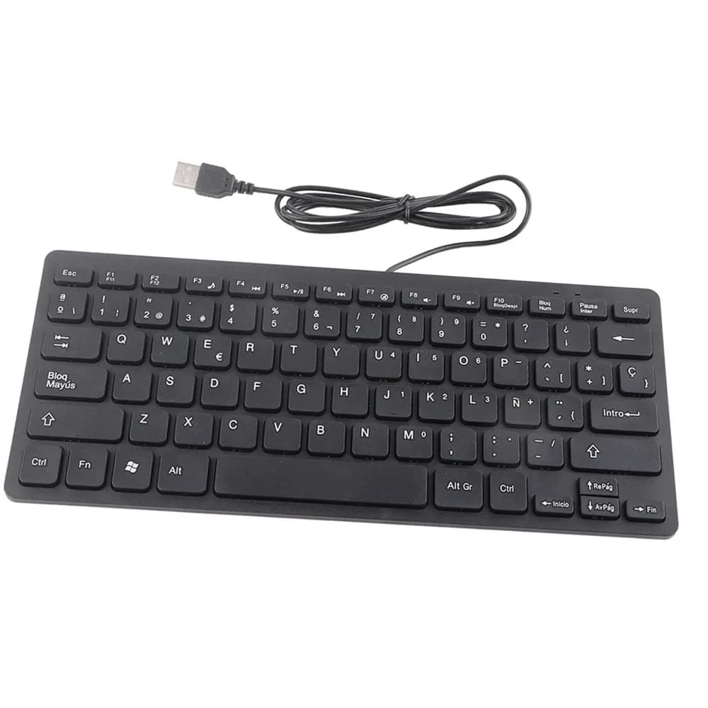 Portable 78 Keys Spanish Keyboard Plug and Play Ultra Thin USB Wired Keyboard Sensitive Keys Mini Keyboard Desktop Computer