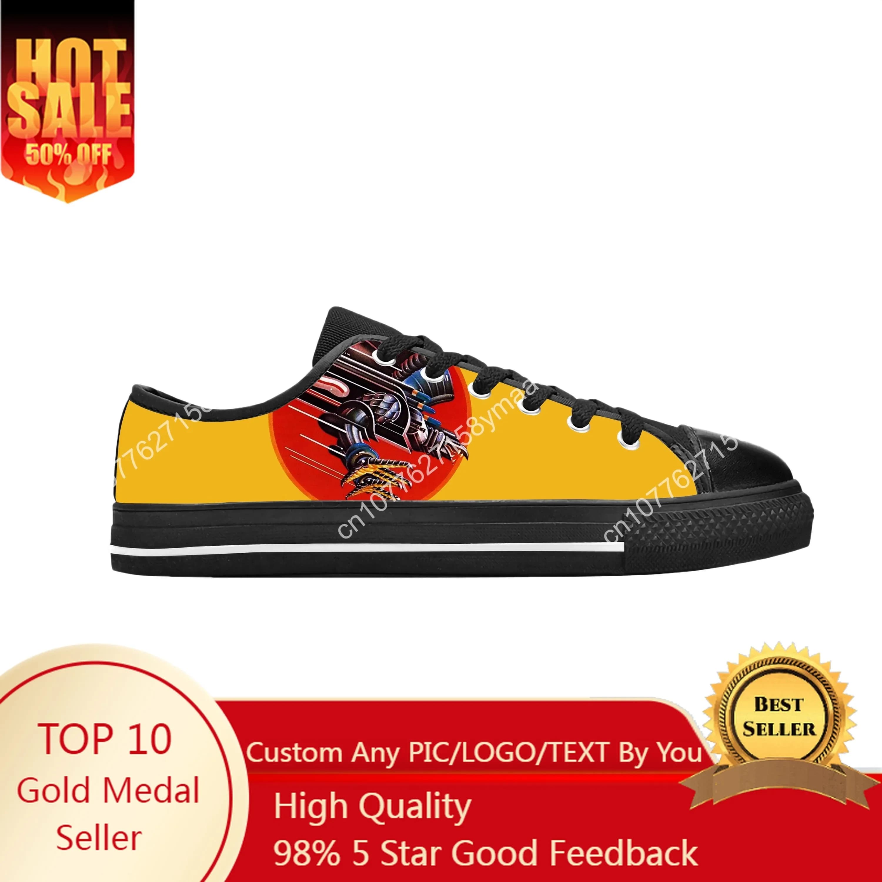 Judas Priest Heavy Metal Rock N Roll Band Hip Hop Scarpe casual in stoffa Sneakers basse comode e traspiranti con stampa 3D Uomo Donna