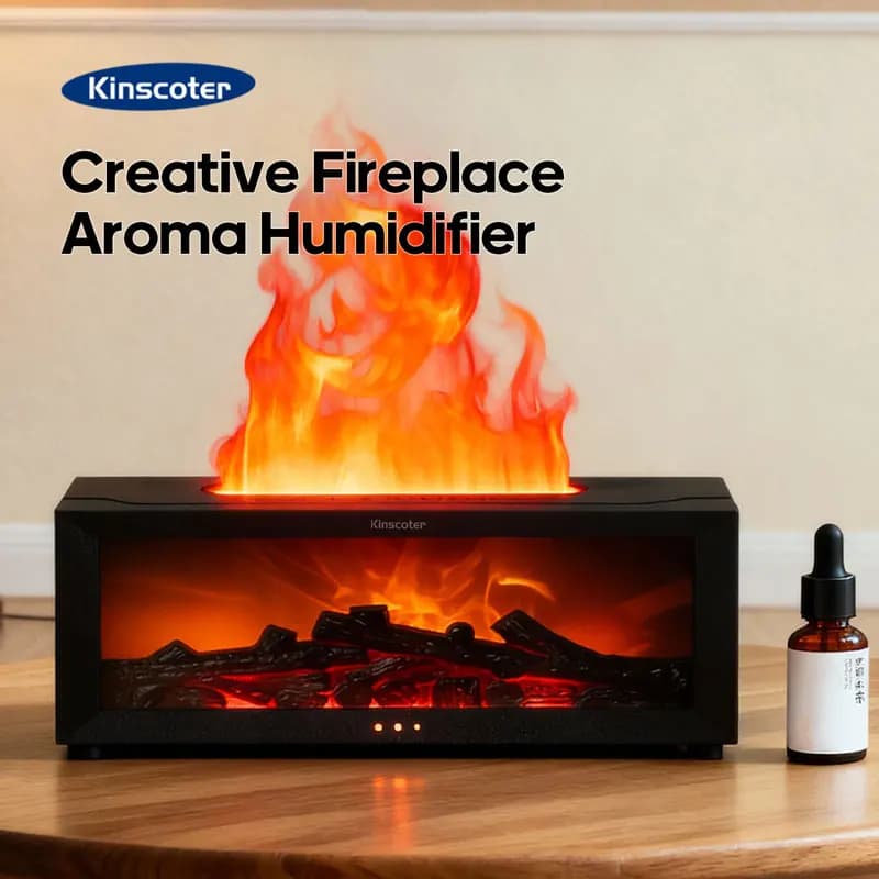 Camino creativo Diffusore di aromi Fiamma simulata Umidificatore Olio essenziale Desktop Umidificatore Nebbia Home Office Regalo di festa