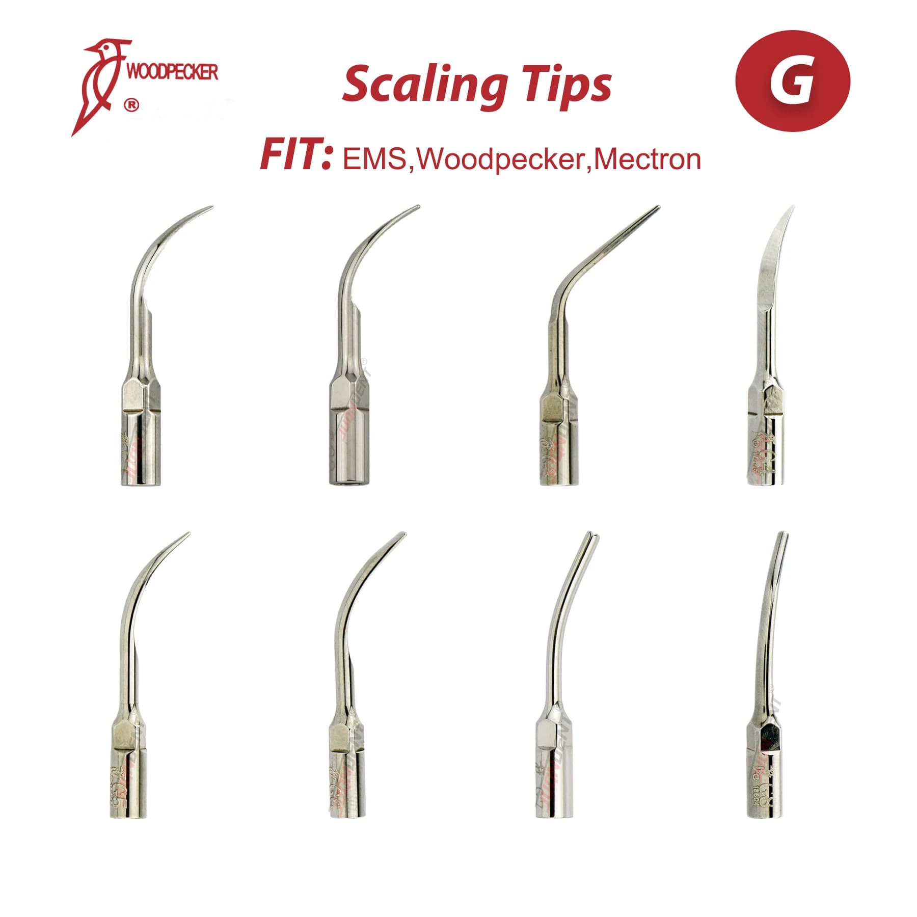 Punte dentali Woodpecker originali punta per Scaling ad ultrasuoni G1 G2 G3 G4 G5 G6 G7 G8 Fit EMS Scaler manipolo strumenti per la pulizia dei denti
