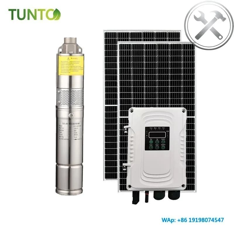Pompa Solare per Pozzi DC 12V 24V 48V 1HP con Pannello Solare e Regolatore MPPT, Pompa Sommergibile DC 1HP