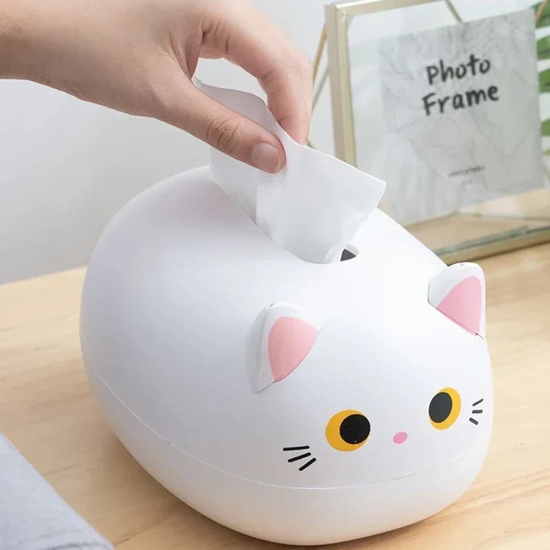 Kawaii Cat Tissue Box Livingroom Napkin Storage Box Kitchen Paper Container Desktop Toilet Paper Holder for Bathroom BHL2196-FRO