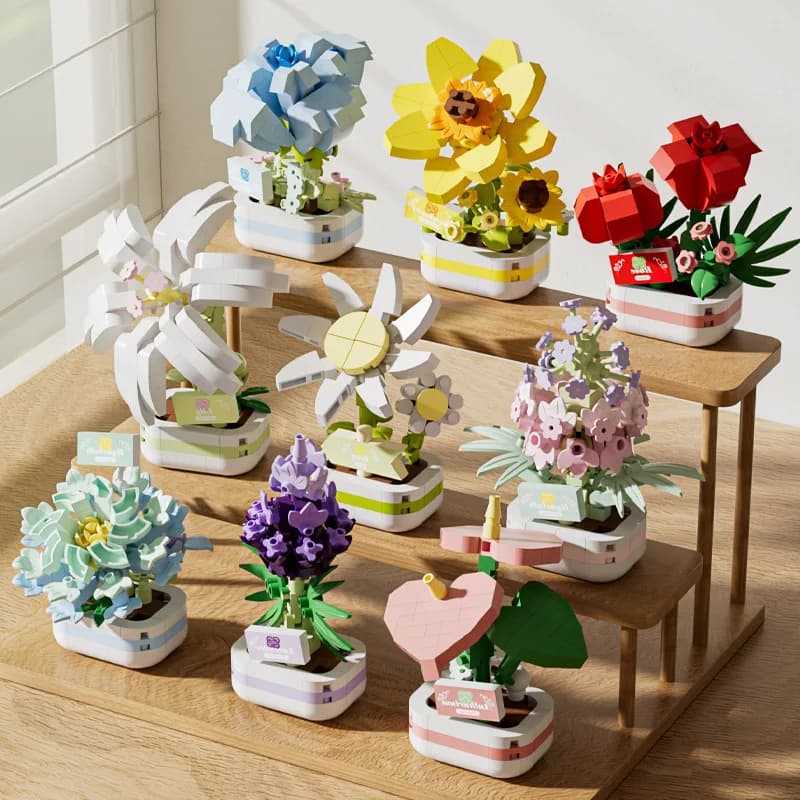 Bouquet di fiori Costruzione per adulti Albero di Natale Blocchi di costruzione per bambini da 7 a 10 anni Mini mattoni assemblati Regali per ragazze