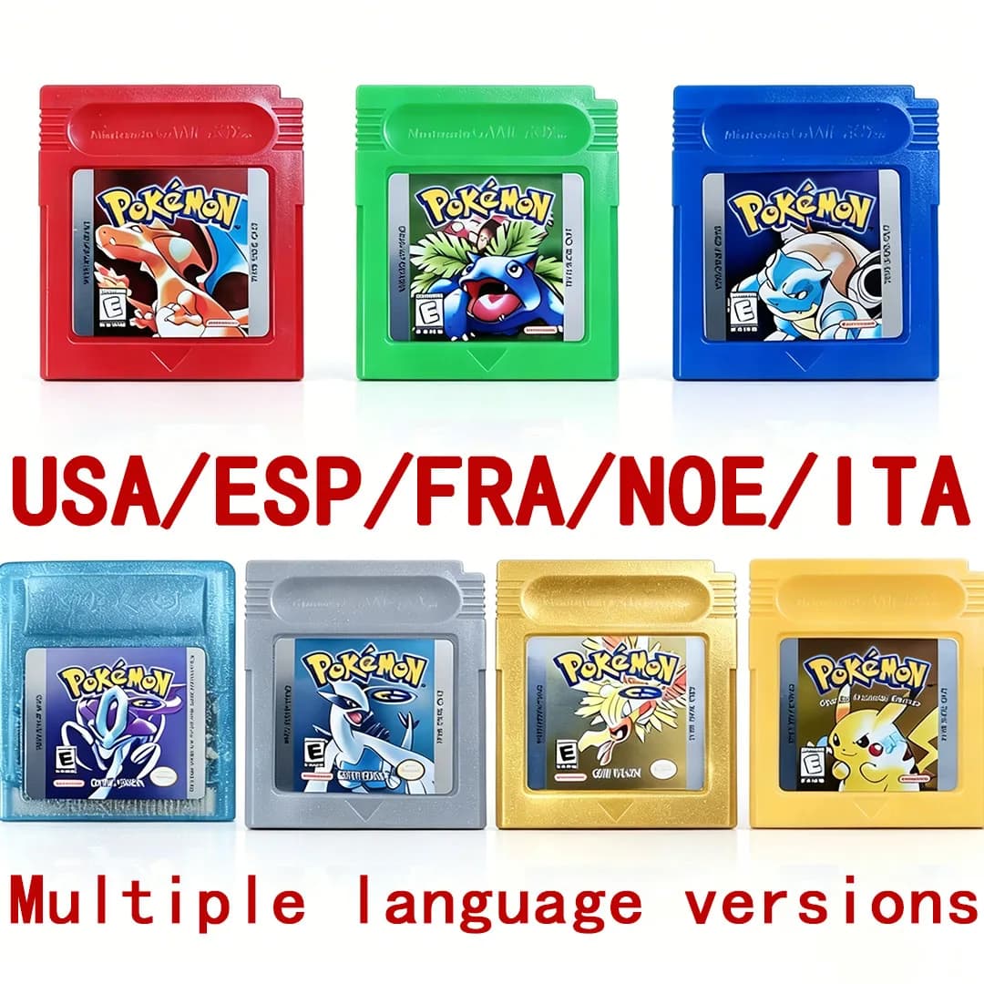 GBC Pokemon 16 Bit Video Game Cartridge Console Card 8 Versions Red Blue Crystal Golden Green Silver Yellow Party Favor Gift