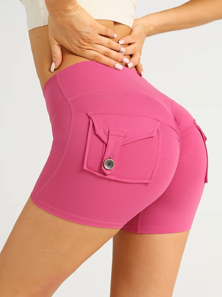 Sexy yoga shorts with high waist boot pocket for women Outdoor cycling sports shorts for fast drying gym workout ' '