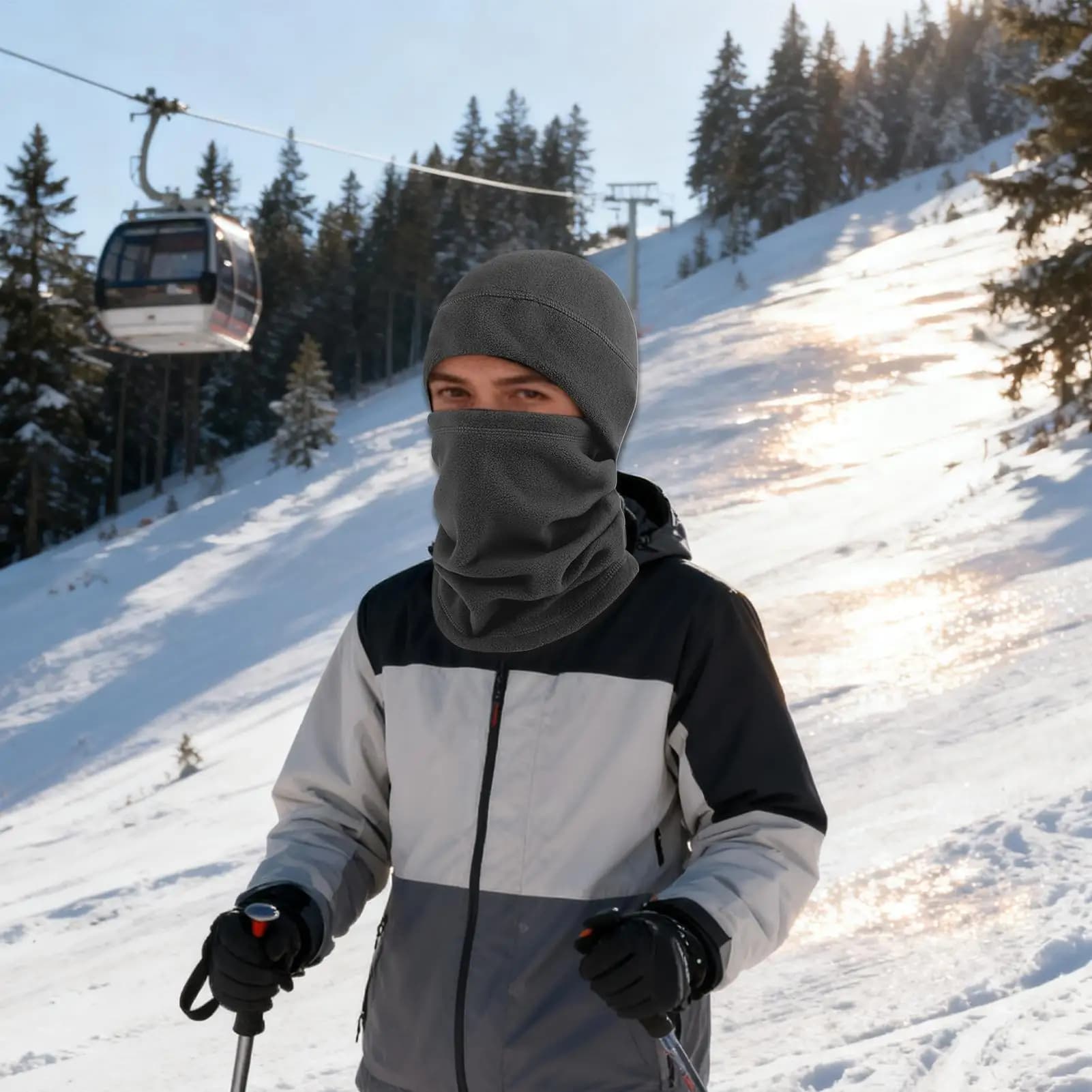 Ghetta per il collo con berretto Protezione antivento per la neve Sciarpa in pile Maschera invernale per il viso per snowboard Pendolarismo Escursionismo Pattinaggio su ghiaccio