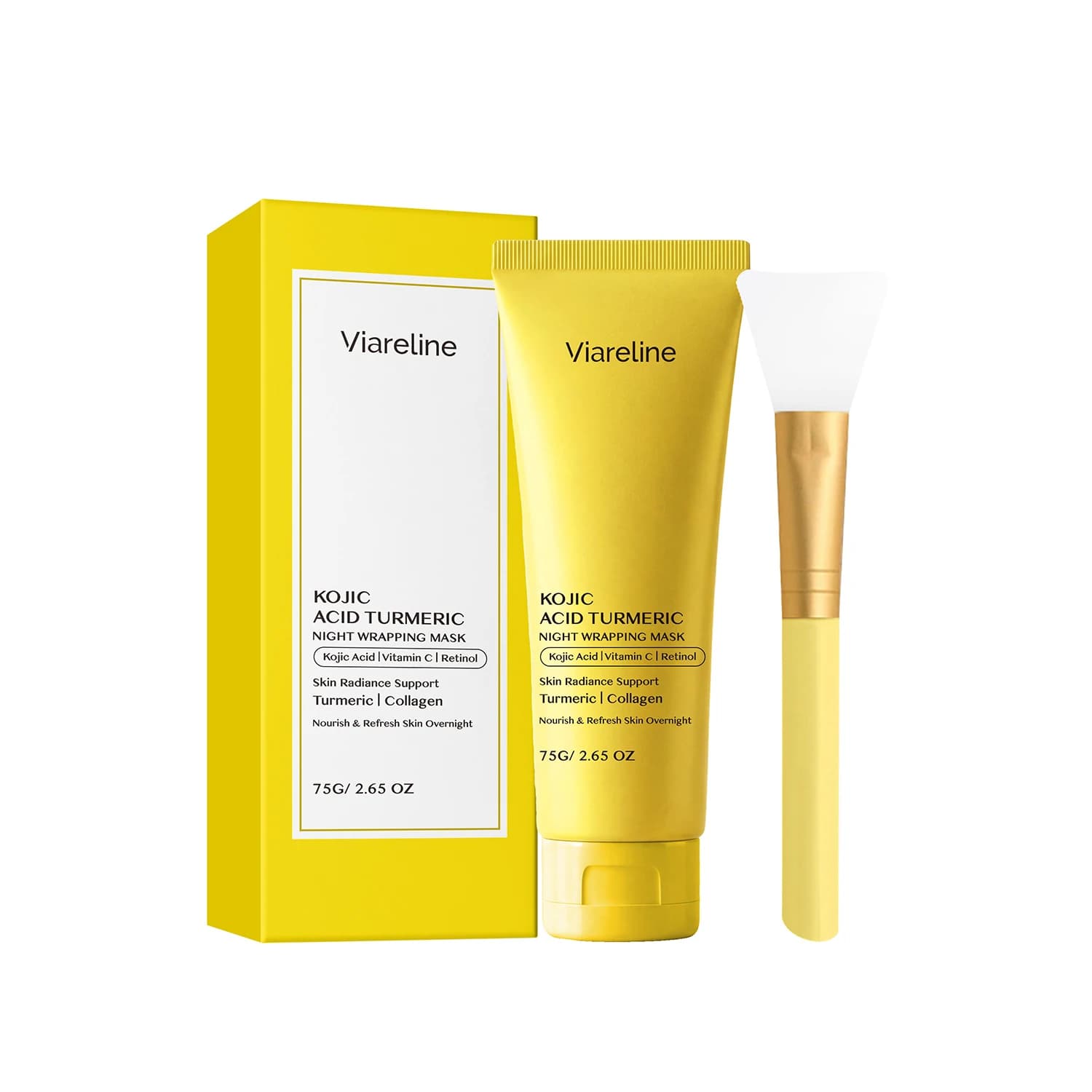 Maschera Viso Notturna al Collagene e Curcuma, Effetto Peeling, Pulizia Profonda dei Pori, Controllo dell'Olio