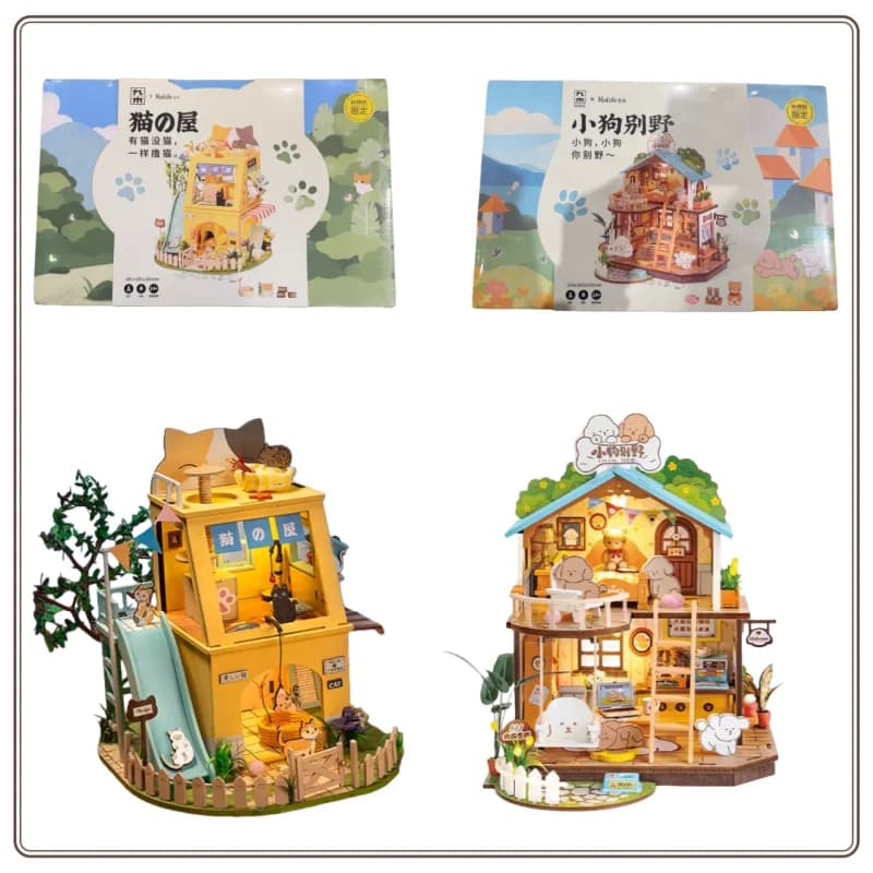 Casetta per Gatti Fai-da-Te Originale Rolife, Kit di Montaggio Casa in Miniatura, Blocchi da Costruzione, Regalo di Compleanno Disponibile