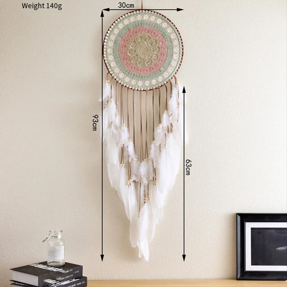 A71Z Woven Round Dream Catcher with Tassel for Bedroom Hanging Decoration Cute Pendant for Home Decor,B