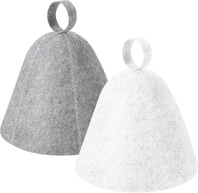 2‑Pack Felt Sauna Banya Hat With Hanging Loop Heat Resistant Sauna Cap For Bath House Spa Head Protection For Men Women.