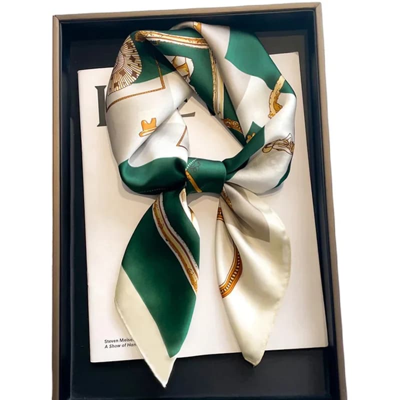 Foulard Quadrato di Lusso Effetto Seta da Donna, Sciarpa in Raso, Hijab, Foulard da Collo, Fascia per Capelli, Bandana