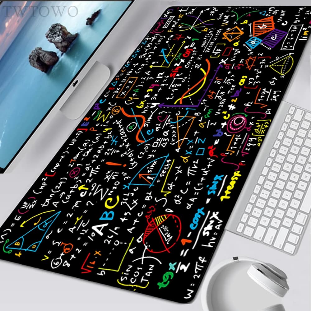 Tappetino per mouse personalizzato XXL Nuovi tappetini da scrivania Tappetino per mouse Tappetino per tastiera Formula matematica geometrica Gamer Tappetino da tavolo morbido per laptop antiscivolo