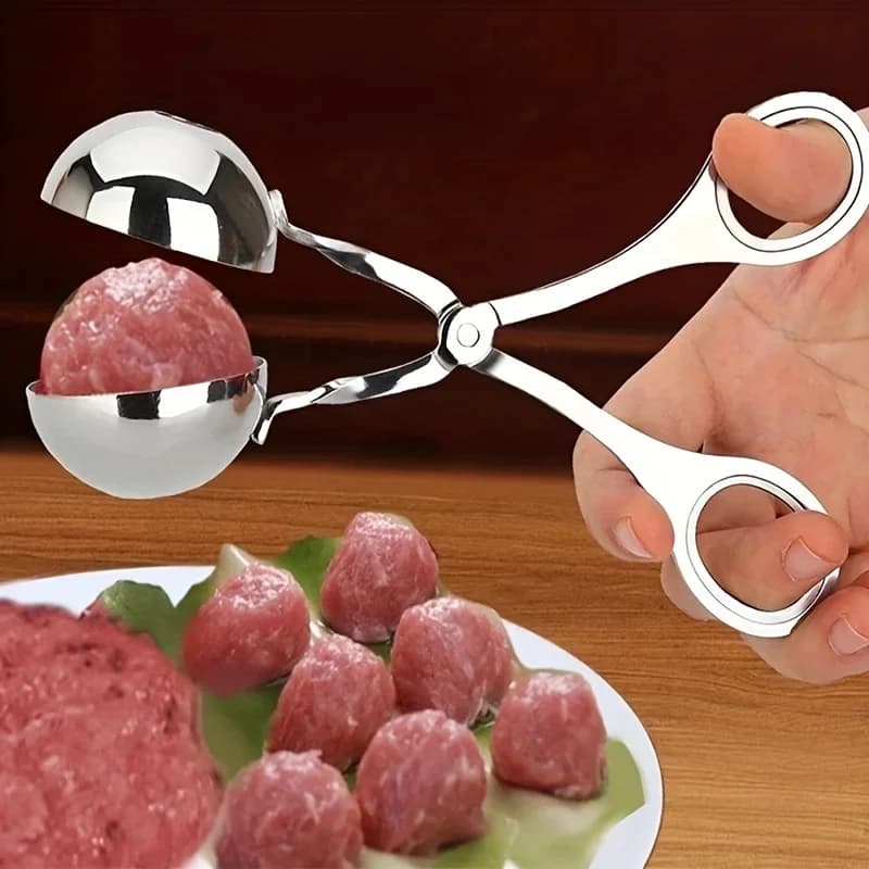 1 utensile per polpette in acciaio inossidabile, con impugnatura antiscivolo, pinze antiaderenti per polpette, cucchiaio per polpette, strumento per formare palline, strumento per torte, polpette, bastoncino per gelato