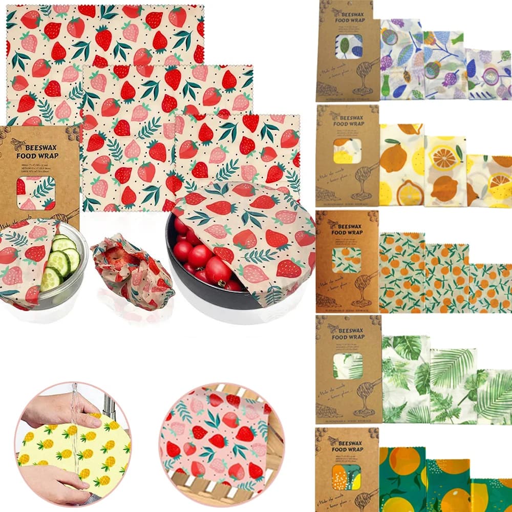 Nuovo involucro di cera d'api riutilizzabile per alimenti coperchio del coperchio del sacchetto fresco coperchio elasticizzato Jungle Party Bees Wrap Sandwich carta da imballaggio per formaggio