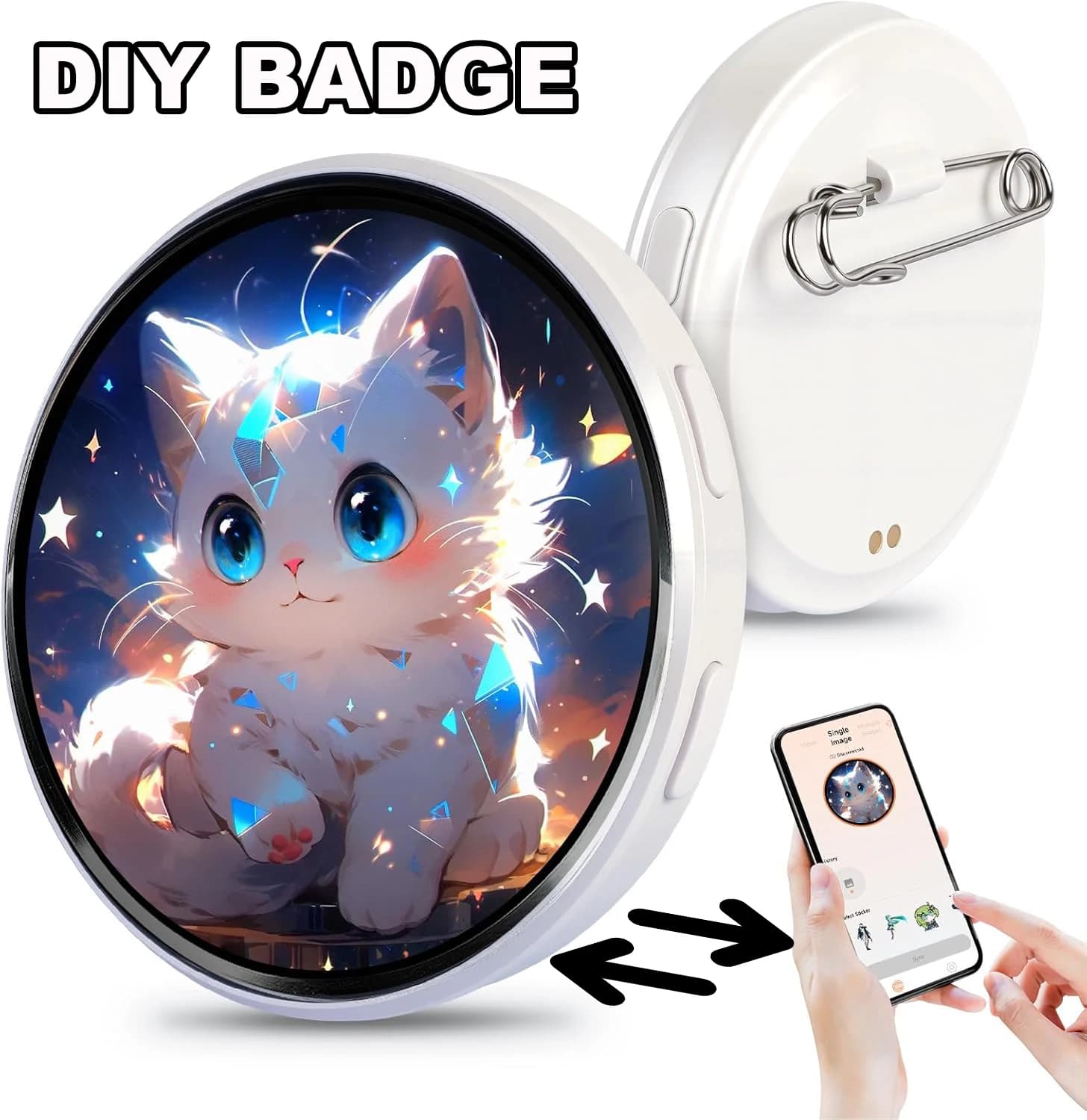 Smart Dynamic Anime Badge Pin Custom Photo Digital Display Brooch APP Control DIY Picture Cartoon Pins for Fans Collection