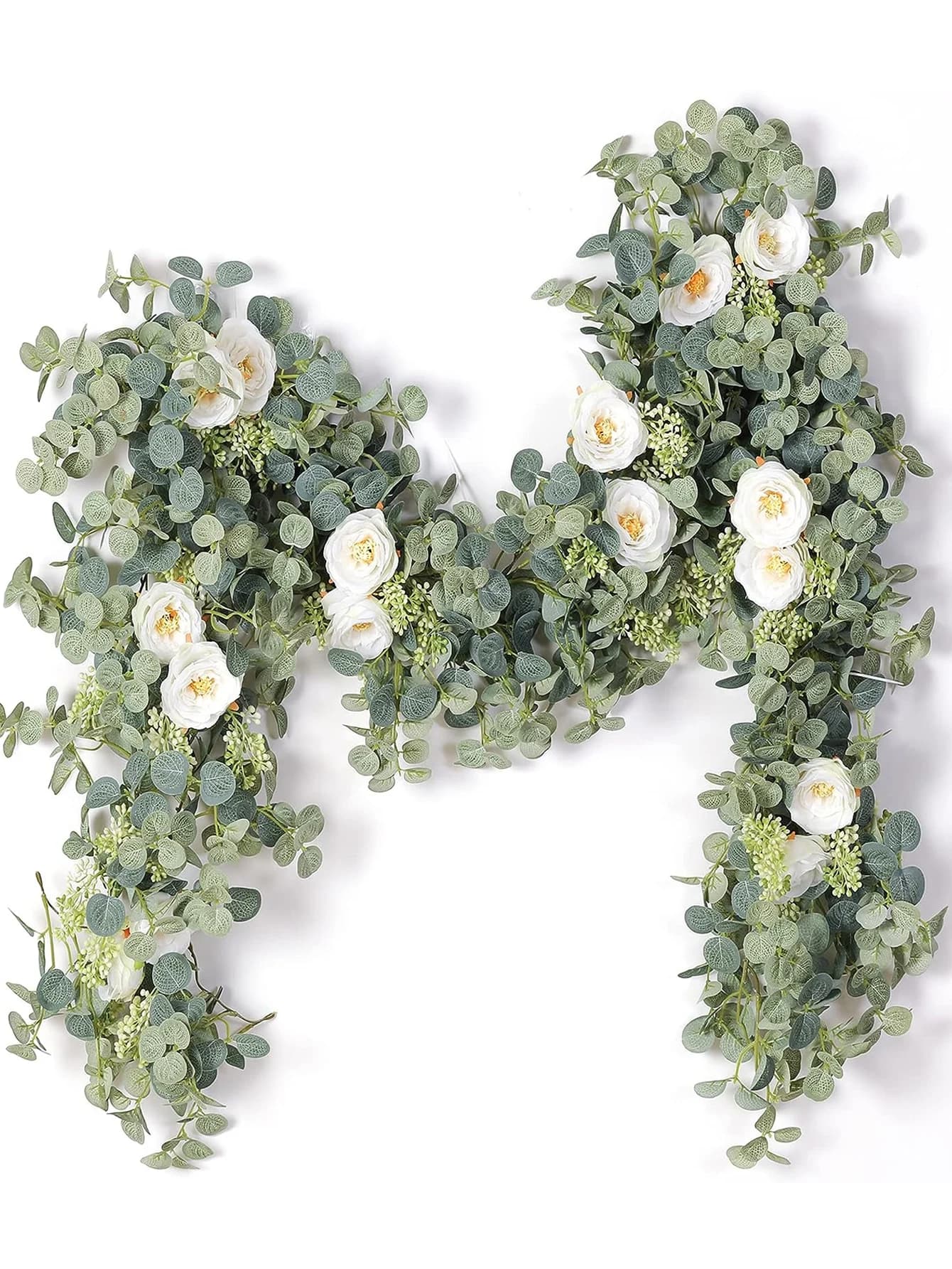 1pc artificial flowers vine eucalyptus camellia garland flowers with semi wedding tables flag background parties center decor