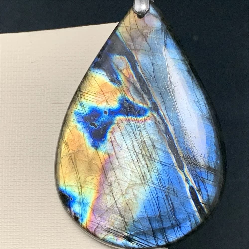 Splendidi pendenti colorati in labradorite arcobaleno naturale da donna favolosi perline di labradorite luminose arancione giallo blu viola affascinanti
