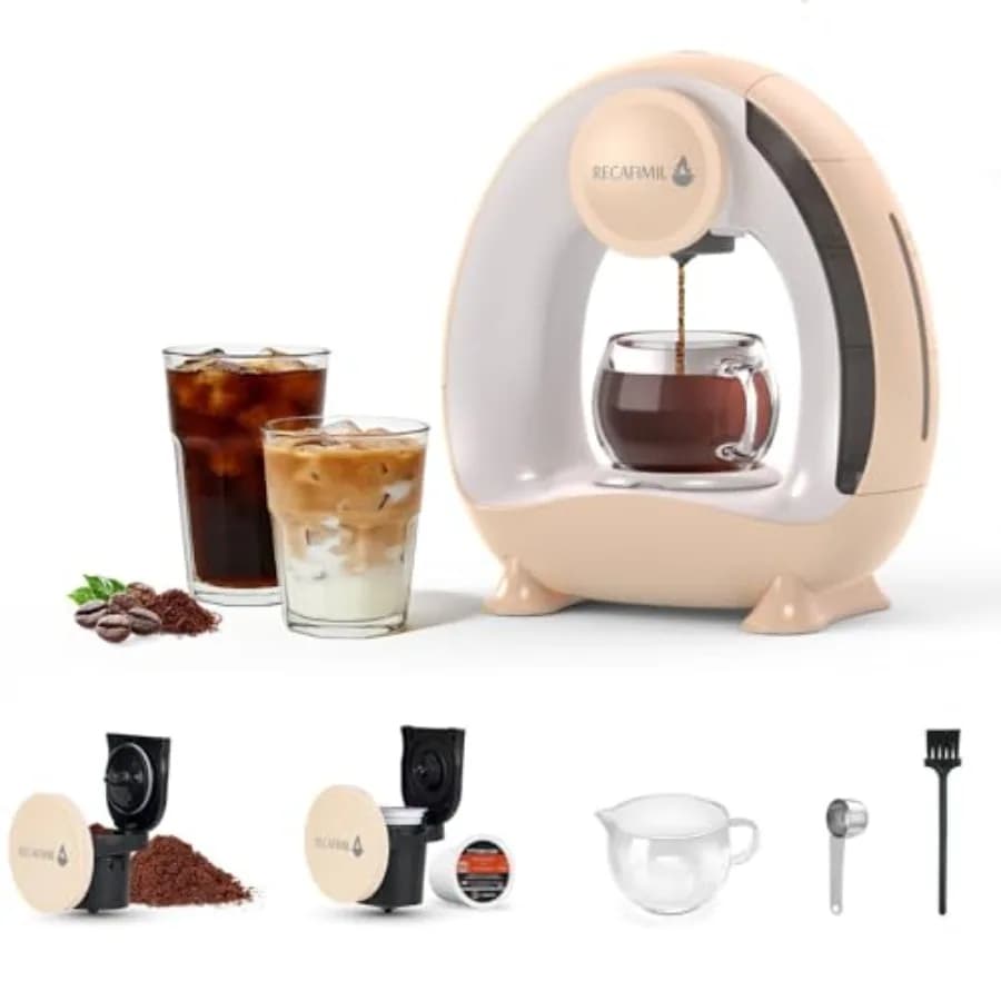 Macchina da caffè monodose per capsule K-Cup e caffè macinato/tè, preparazione rapida in 2 minuti, macchina da caffè 2 in 1 con un solo pulsante, 4-8 Oz