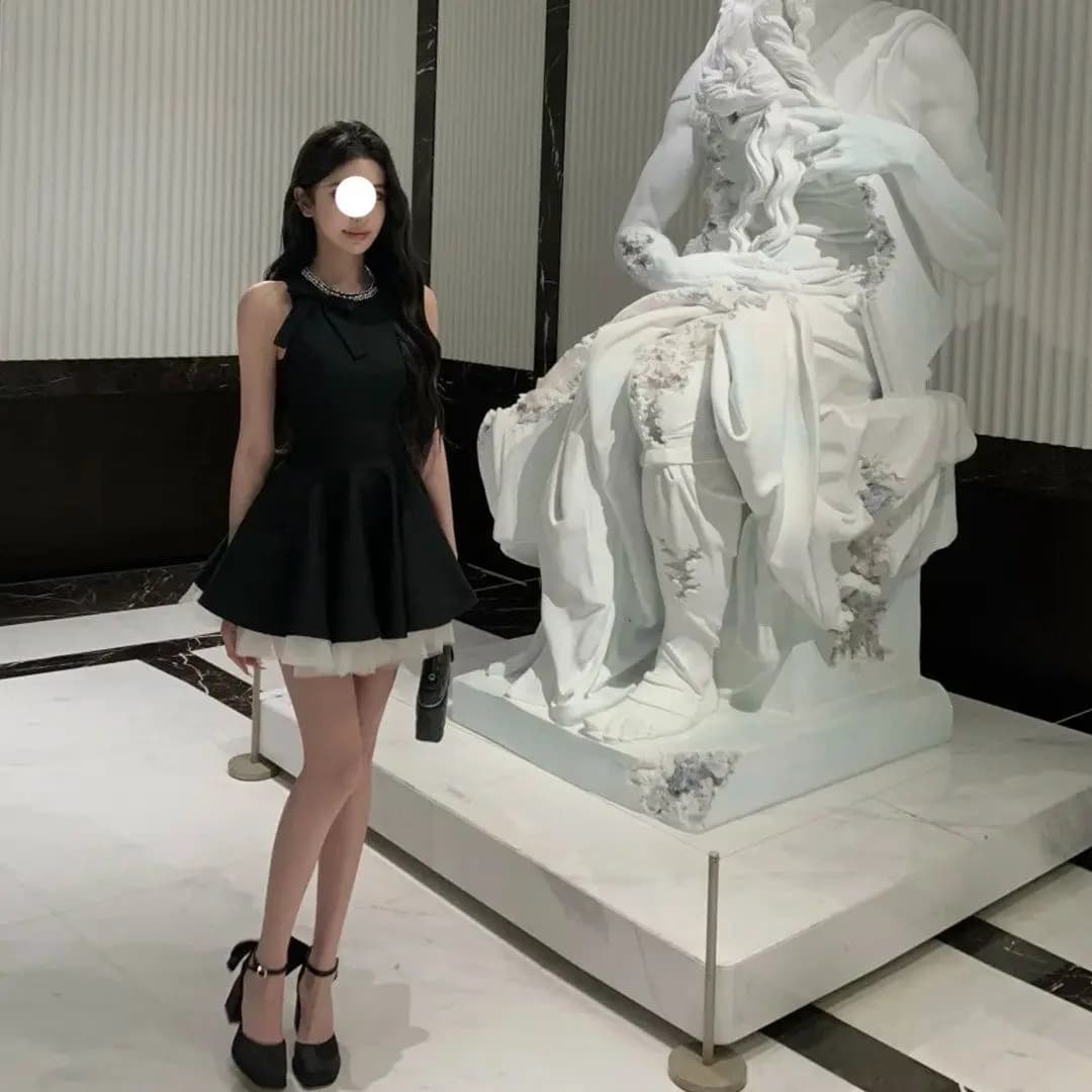 Summer Slimming Sleeveless Vest Dress Black Dress Women's Birthday Party Frock Skirt A-Line Silhouette Invisible Zipper
