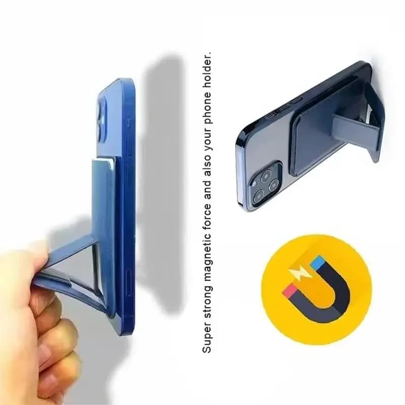 Leather Bracket Wallet with Card Stand Mobile Phone Magnetic Holder Kit For Magsafe iPhone 17 16 15 Pro Max Mag Safe Card Stand