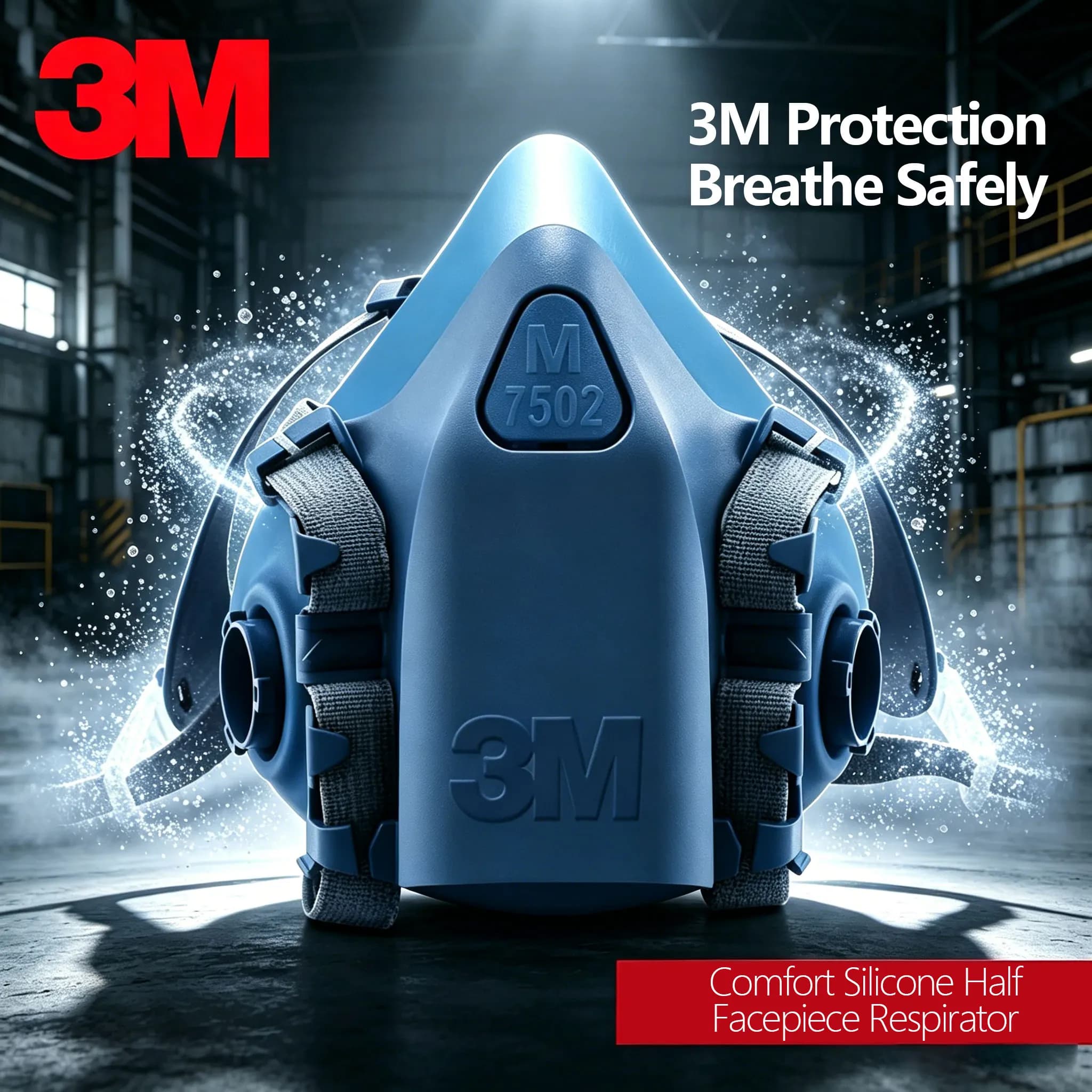 3M 7502 Soft Silicone Half Face Respirator Industrial Dust Gas Chemical Safety Protective Working Mask Gear