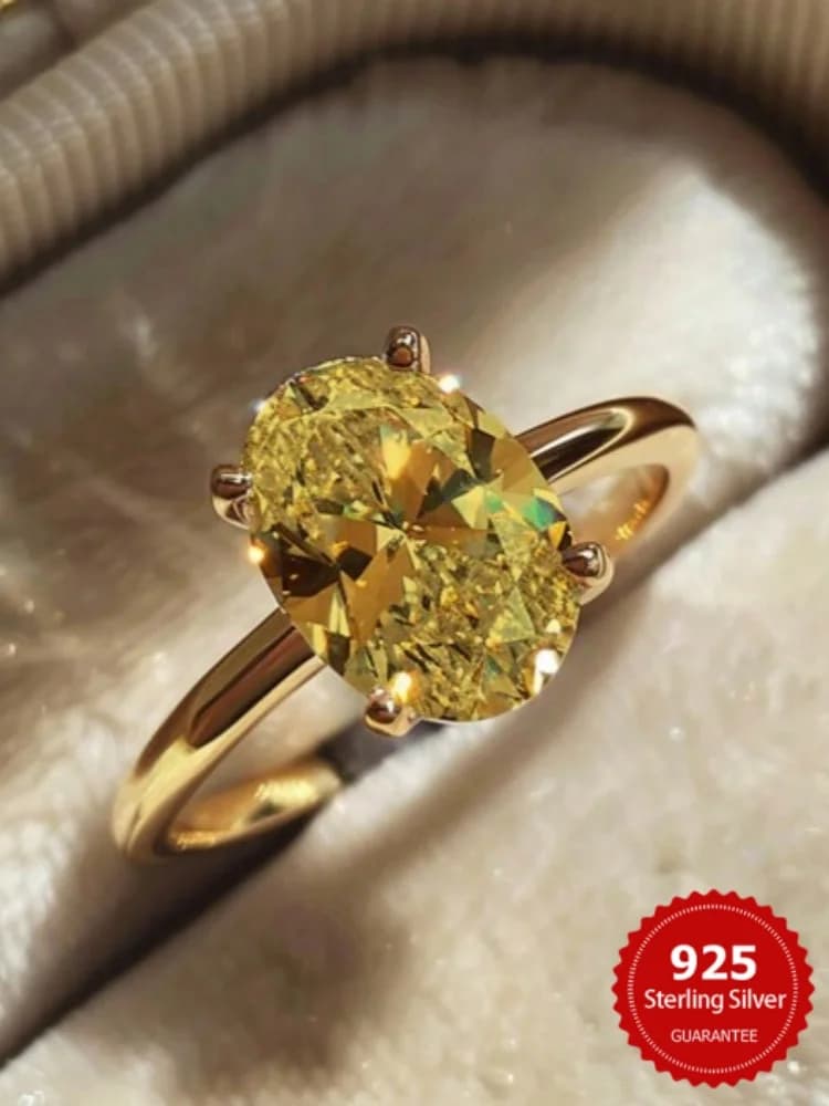 925 Sterling Silver Zirconia 1-3CT Splendido anello di pietra ovale lucida per le donne Fidanzamento Matrimonio Gioielleria raffinata di alta qualità di lusso