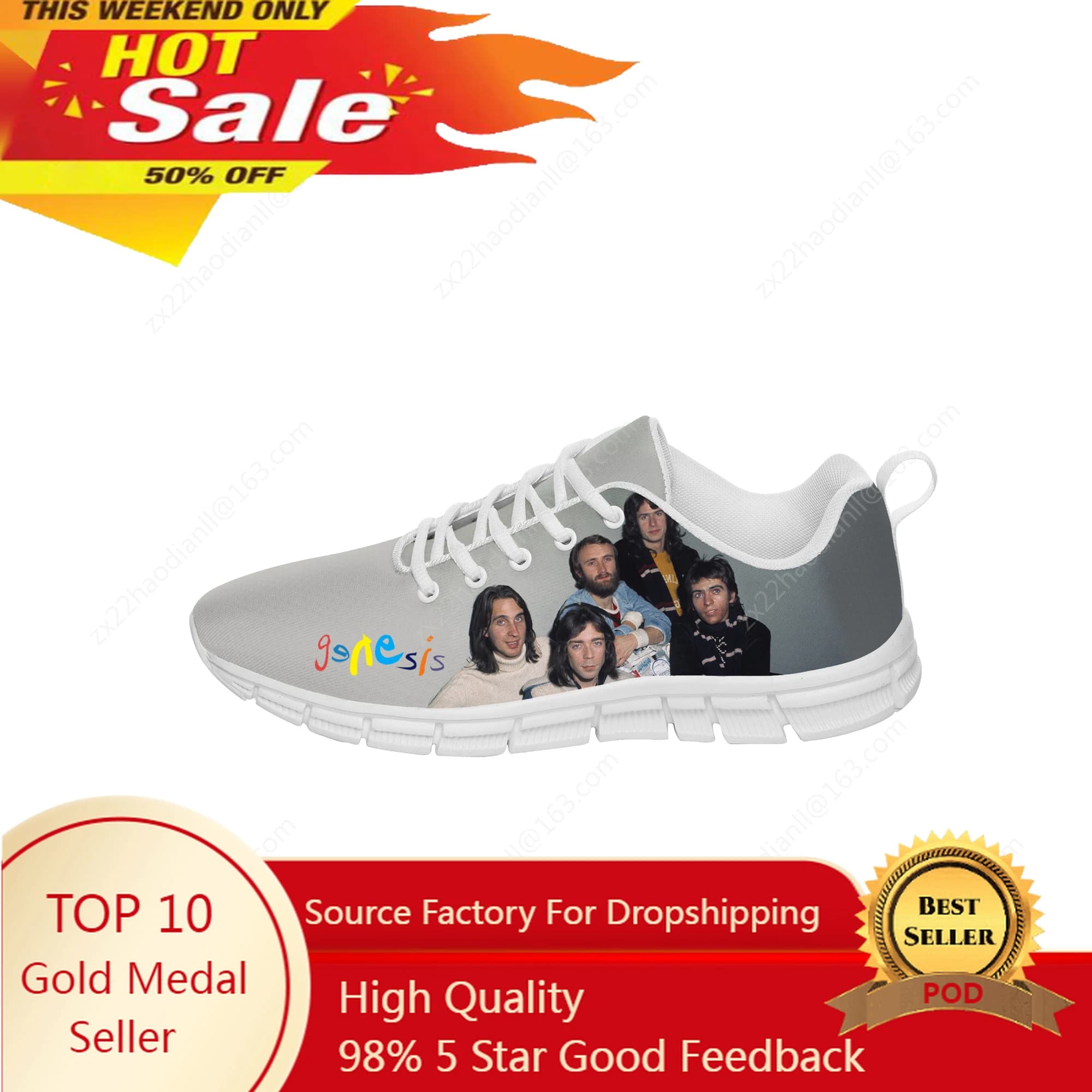 Scarpe da ginnastica Rock Band Genesis Scarpe casual da donna per adolescenti Scarpe da corsa in tela Scarpe leggere e traspiranti in tessuto con stampa 3D
