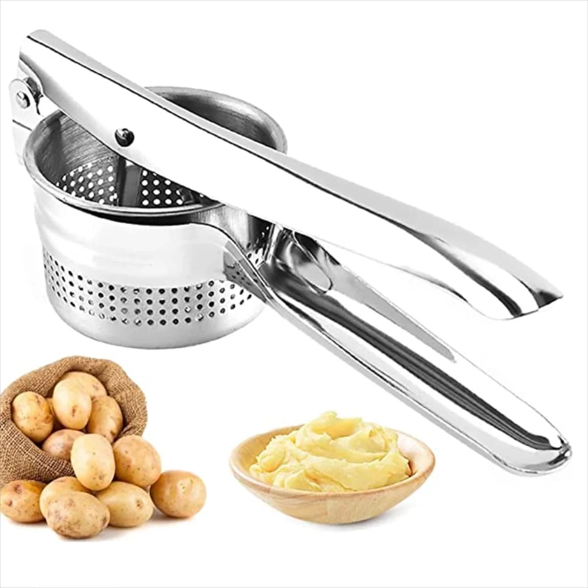 Set di pressa per aglio in acciaio inossidabile per uso in cucina, adatto per la lavorazione dell'aglio in cucina, facile da spremere.