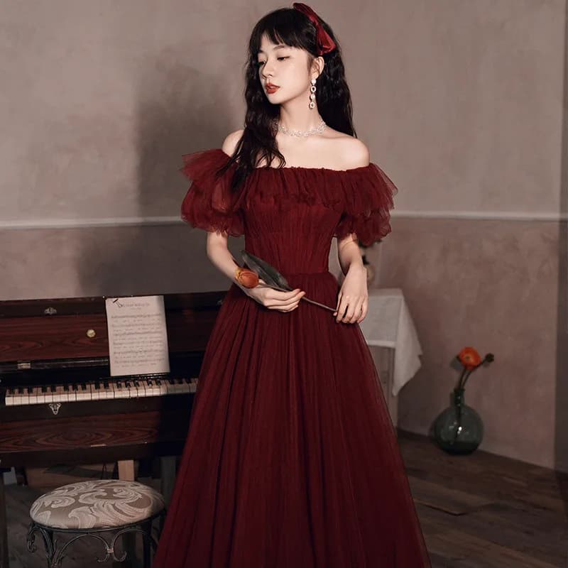 Red Wedding Dress Long Slimming Pregnant Women's Ceremony Dress Fashionable Strapless Gown for Wedding And Other Occasions