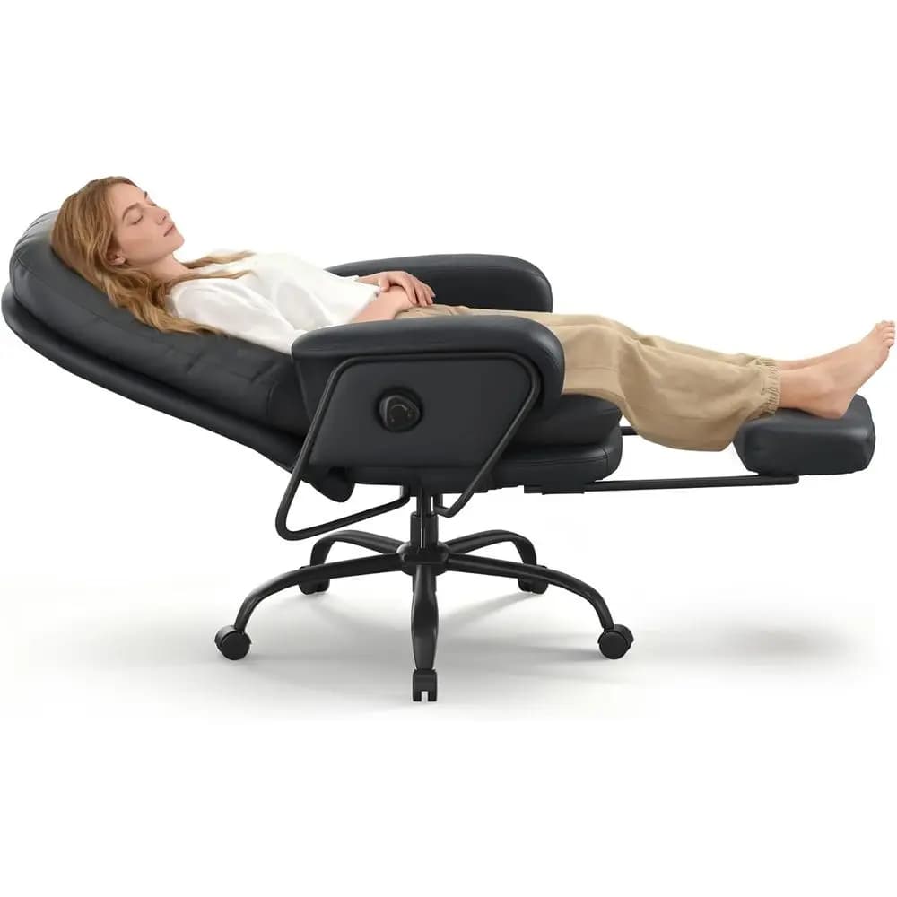 Sedia da ufficio ergonomica con poggiapiedi 90-165 ° Sedia da Ufficio Reclinabile con Schienale Alto, Poltrona da Interno con Ruote e Supporto Lombare