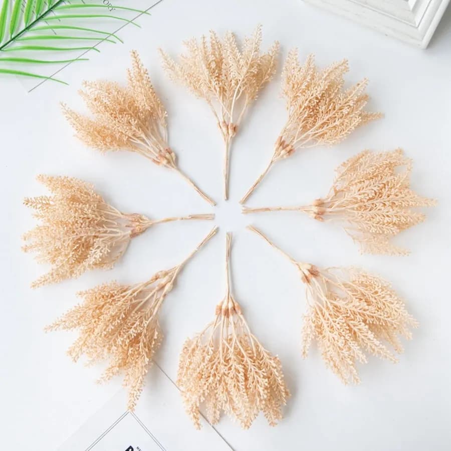 Piante artificiali Orecchio di grano finto dorato Materiale per albero di Natale Casa Camera Arco di nozze Accessorio Tavolo Decora Fotografia Prop
