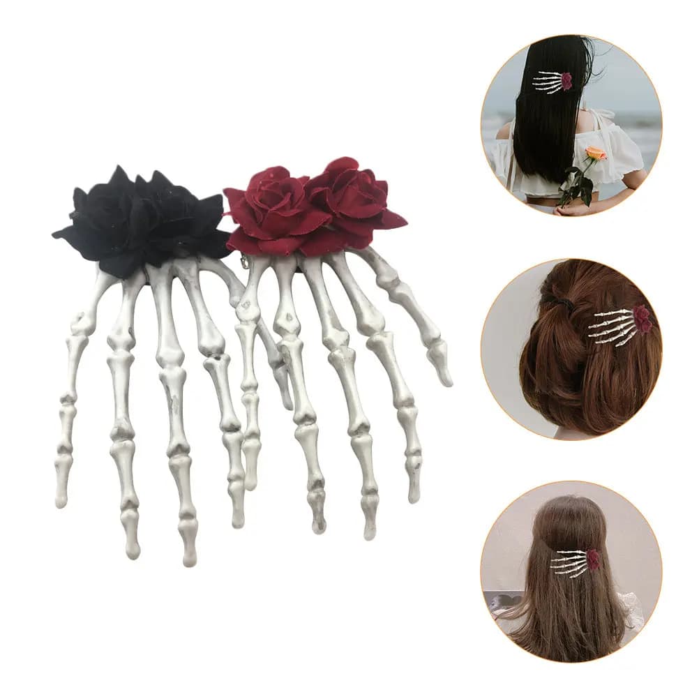 2 fermagli per capelli a forma di teschio, fermagli per capelli per feste di Halloween, eleganti strumenti per lo styling che non danneggiano i capelli, adatti a tutti gli abiti