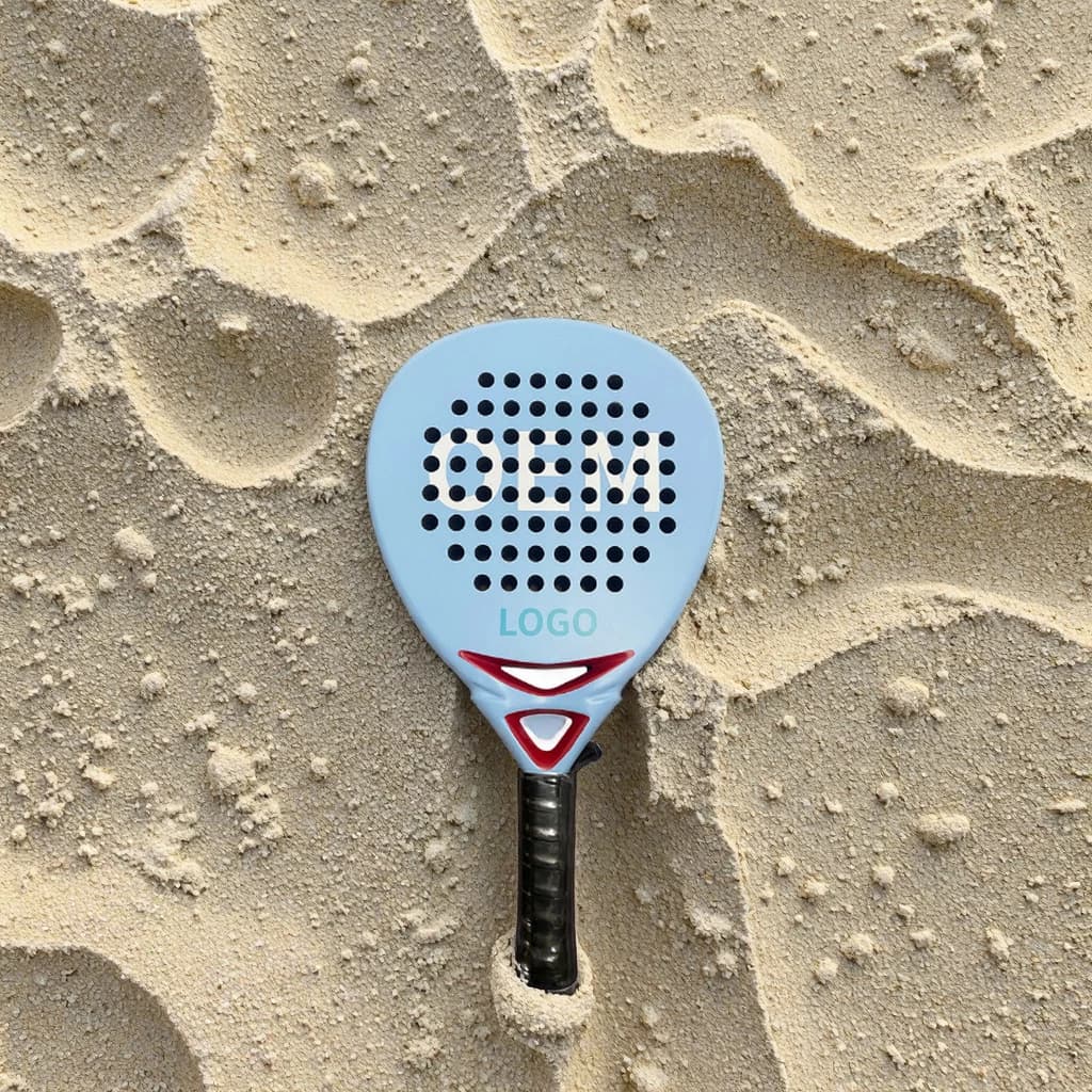 Customizable black Carbon fiber material solid paddle racket, 50mm thick face, button closure beginner friendly tennis sports eq