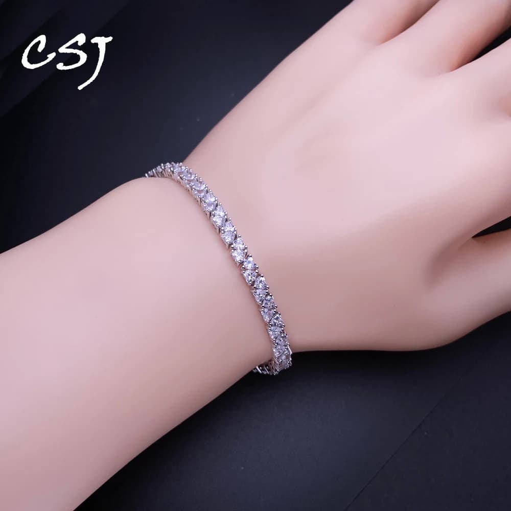 3 mm heart cut Moissanite tennis bracelet with certificates 925 sterling silver glittering diamond bracelet for woman