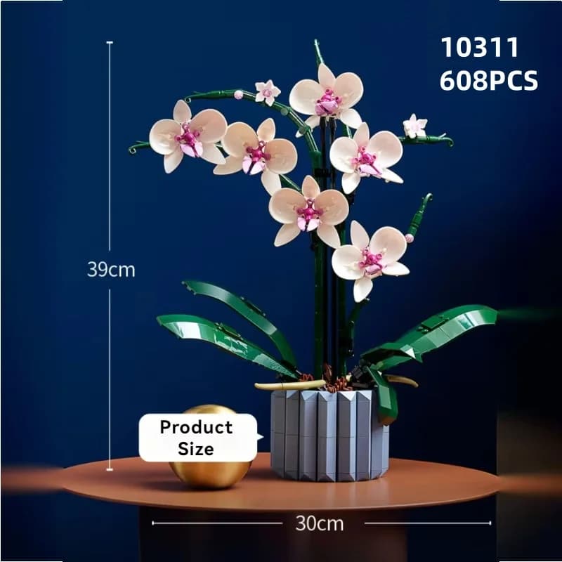 Orchidea Bouquet di fiori Decorazione di piante Blocchi di costruzione Modello 10311 Regalo di festa 608 pezzi Giocattolo educativo per bambini in mattoni