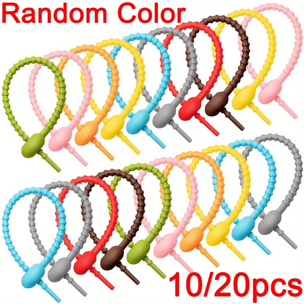 Clip per Sacchetti in Silicone, Fascette per Cavi, Laccetti per Pane, Fascette in Gomma Riutilizzabili, Clip per Cavi, Cavo in Silicone, Supporto a Serpente per Uso Domestico