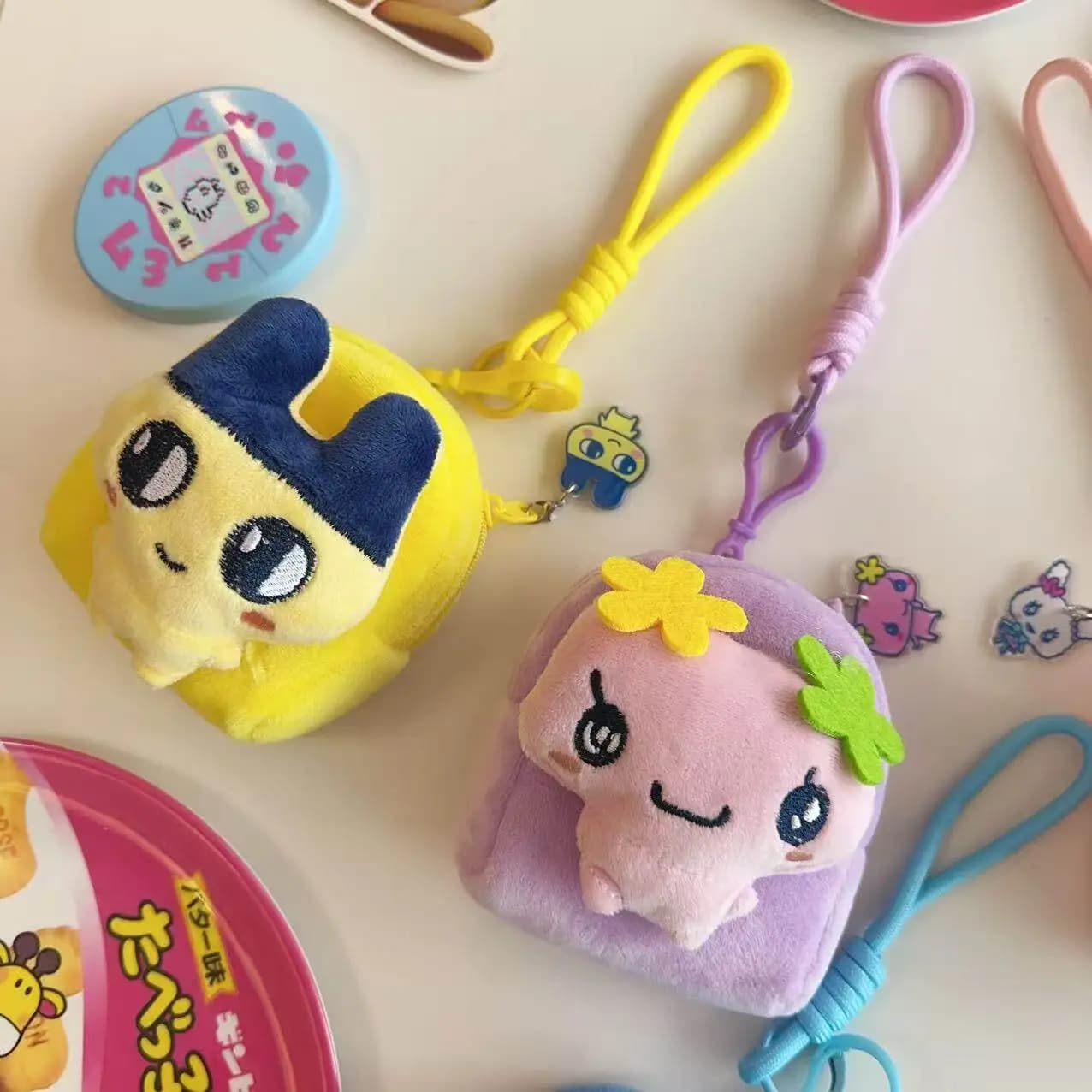 Kawaii Tamagotchi Wallet Style Keychain Cartoon Cute Nylon Phone Charm Mametchi Mimitchi Bag Keychain Accessories