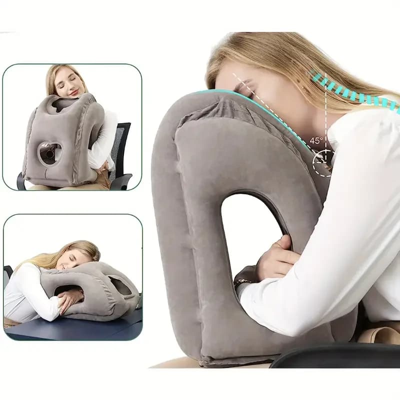 Cuscino da Viaggio Gonfiabile per Aereo, Accessori Essenziali per Viaggi in Aereo, Cuscino Gonfiabile Portatile per Testa e Collo