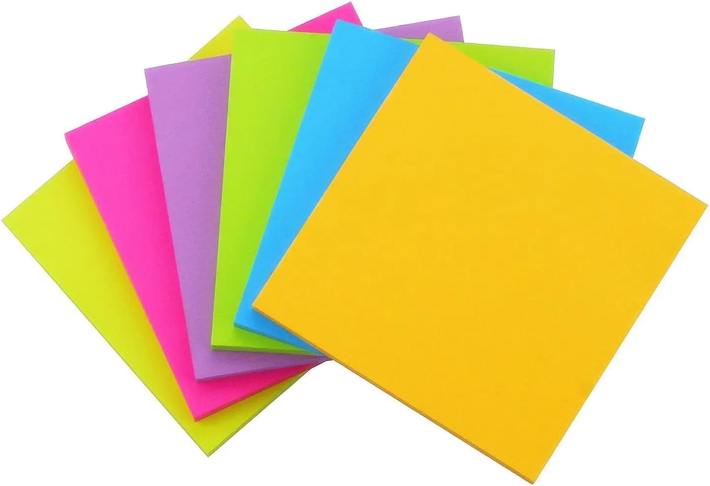 Blocchetti Adesivi 6 Colori Vivaci 10x10 cm, 70 Fogli/Blocchetto per Ufficio, Scuola, Casa