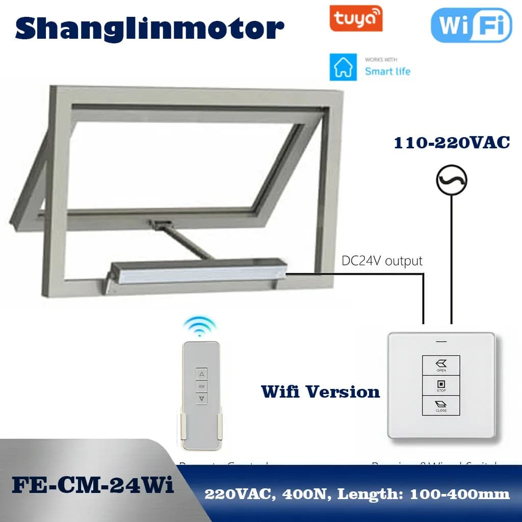Apri Finestra Intelligente Tuya WiFi 100-240V, Controller Wireless, Kit Attuatore DC24V, Supporto Sensore Pioggia, APP Smart Home, Hub Motore a Catena
