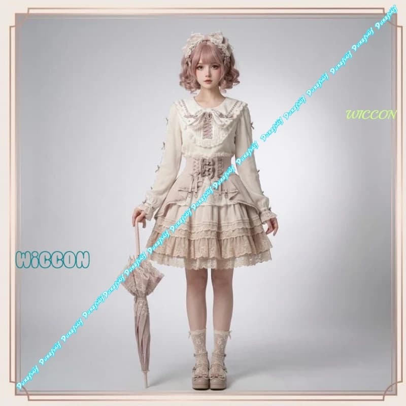 Japanese Jirai Kei Shirt Top Summer Sweet Cute Ribbon Bowknot Blouse Women Short Sleeve Long Sleeve Lolita Blouses Ladies Tops