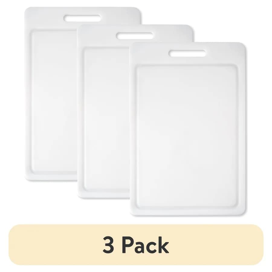 3 pack 12"X18" White Non-Slip Poly Cutting Board with Juice Groove