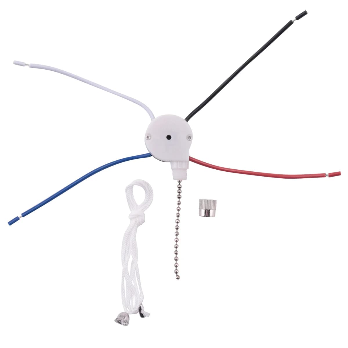 3 Speed 4 Wire Ceiling Fan Switch Kit, Speed Control Switch Fan Hinge, ZE-208S Wire Switch with Silver Cable