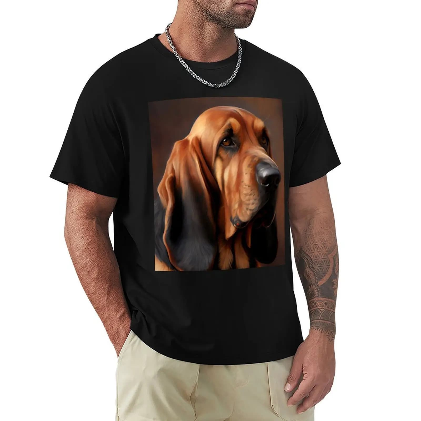 Bloodhound - Oil Paint T-Shirt Fashion Graphic Tee for Men