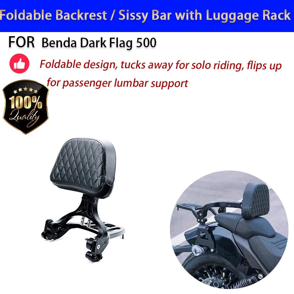 For Benda Dark Flag 500 Foldable Backrest Sissy Bar Luggage Rack Aluminum No-Drill Accesorios Moto