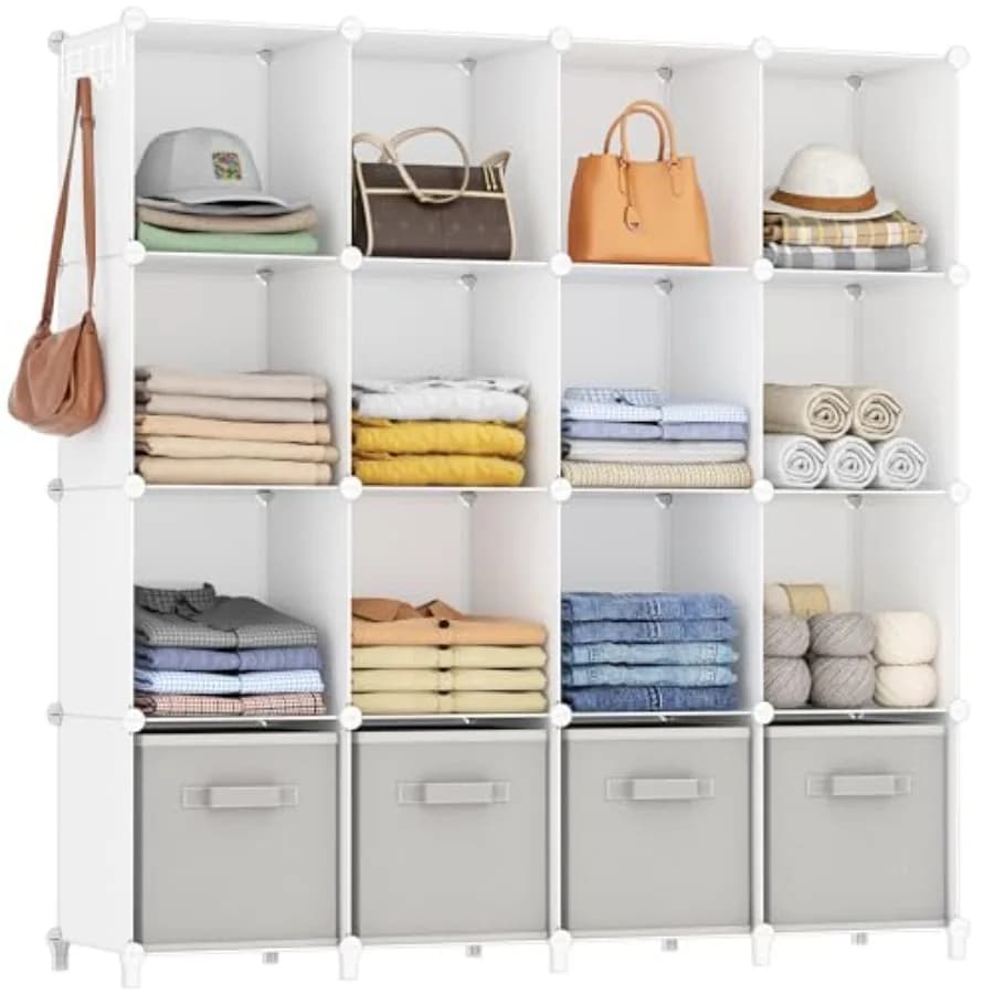 Organizzatori e Scaffali per Armadi, Organizzatore a 16 Cubi, Scaffali per Vestiti, Libreria, per Camera da Letto e Bagno