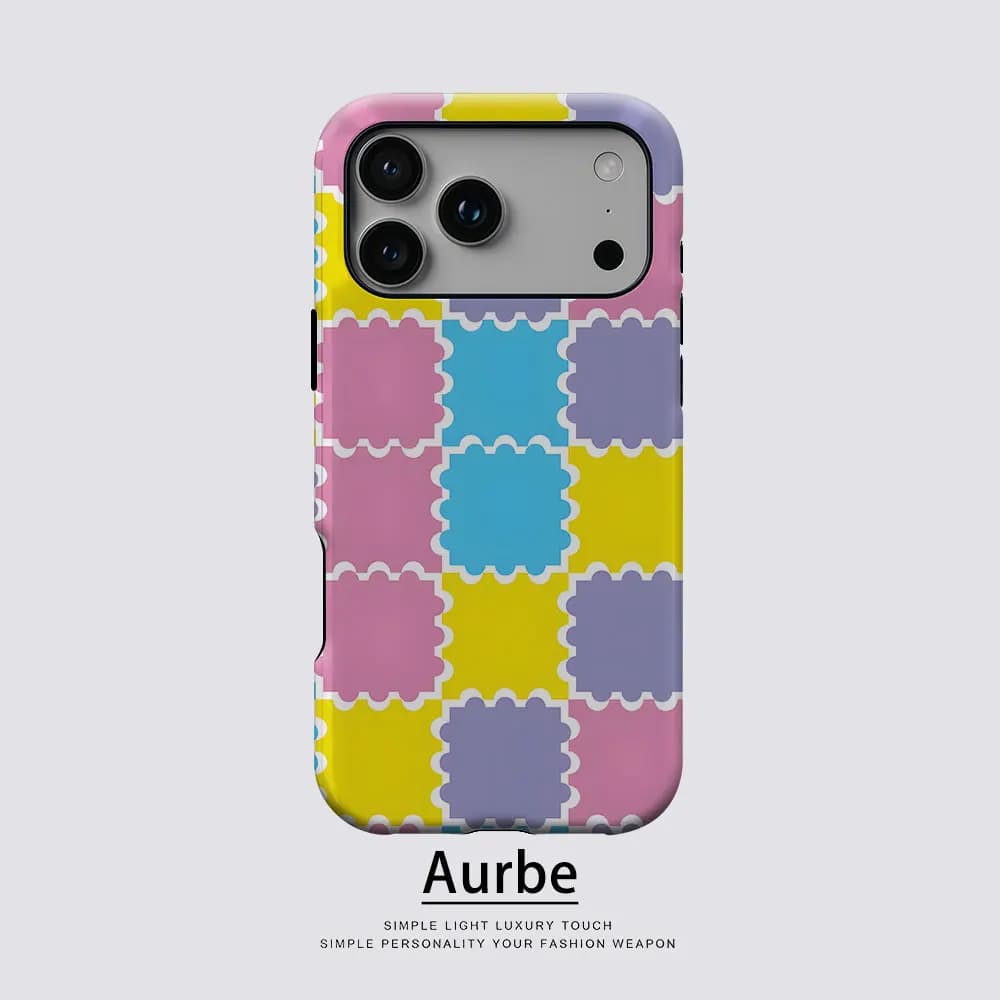 Bright Scalloped Tiles For Magnetic Phone Case For IPhone 18 17 16 15 14 13 Pro Max Plus Single Double-Layer Tough Case
